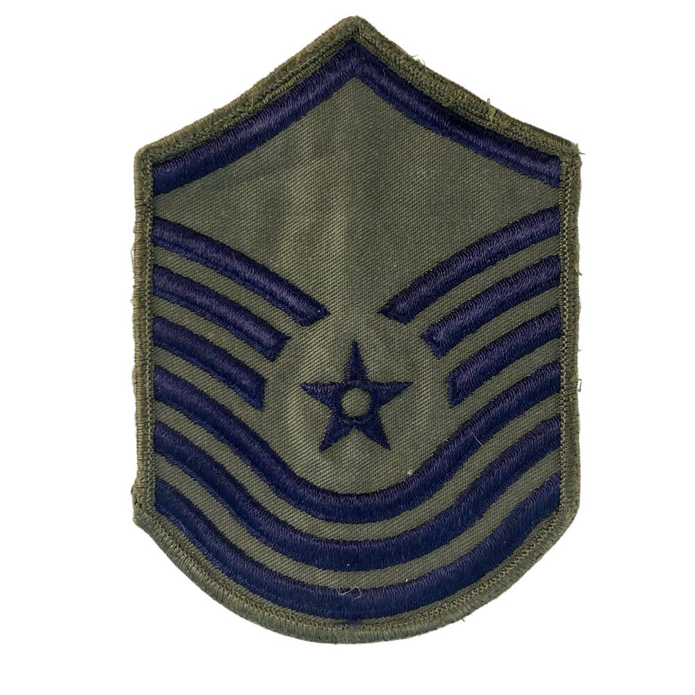 US Air Force Embroidered Senior Master Sergeant Chevron Patch Green and Navy